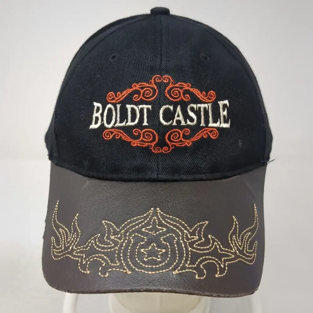 CSI Boldt Castle Hat Black Brown One Size Baseball Cap Faux Leather Brim